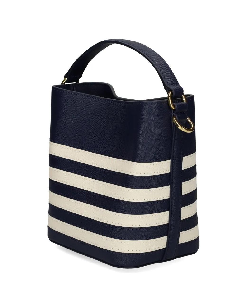 Ralph Lauren Blue Striped Leather Satchel
