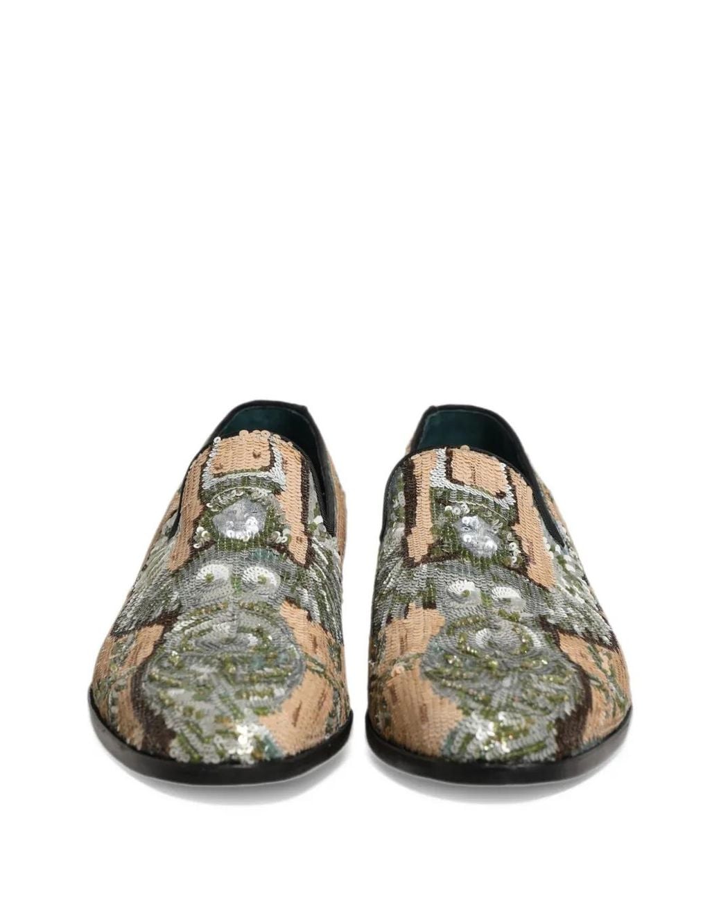 Dolce & Gabbana White Sequin-Embellished Loafers for men