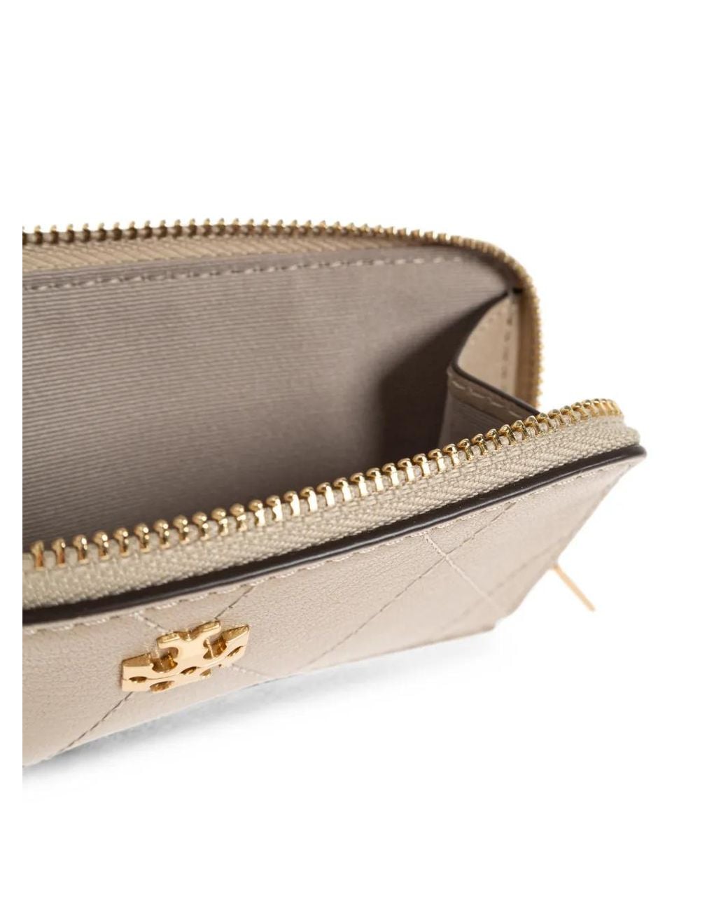 Tory Burch Natural Quilted Leather Card Holder
