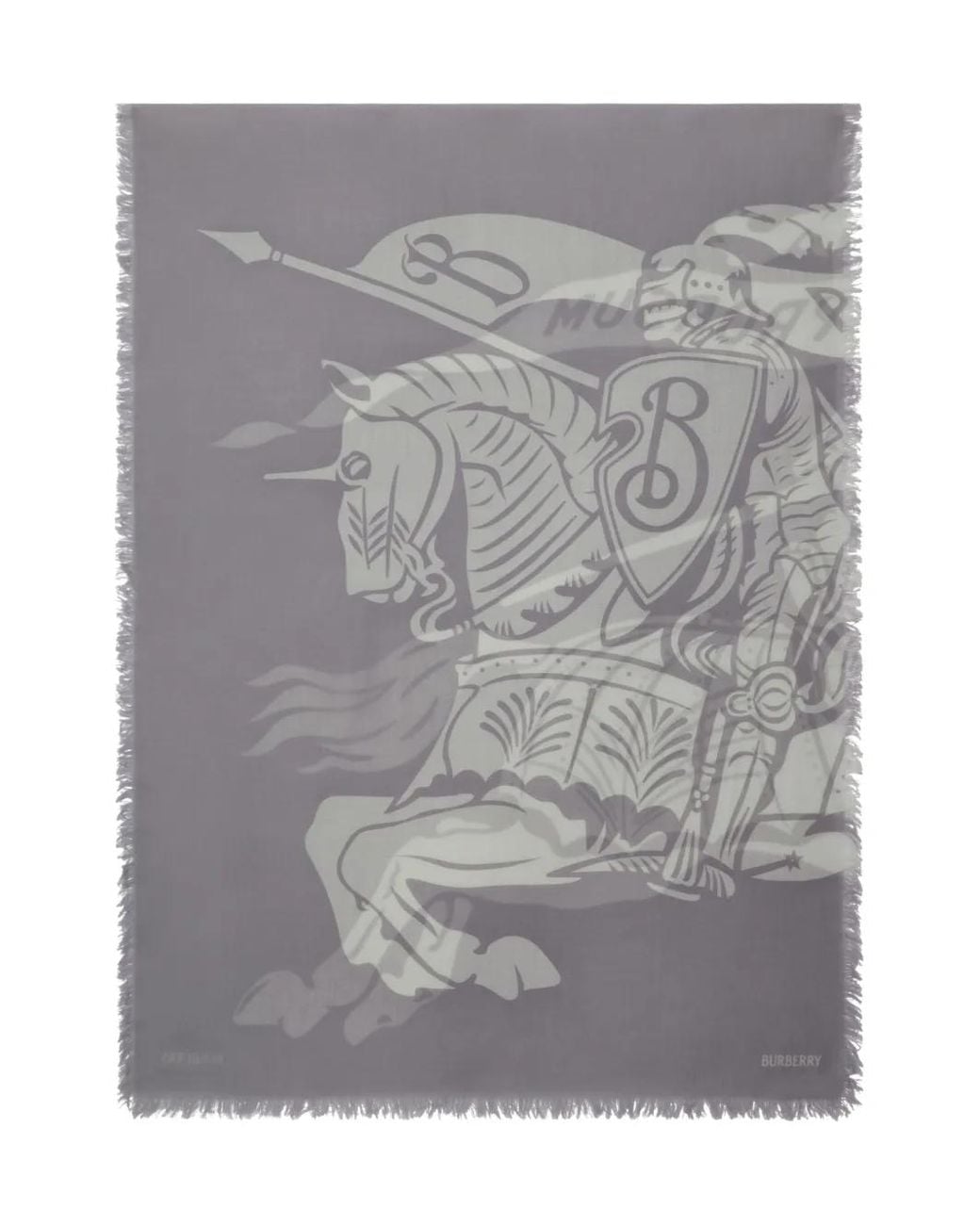 Burberry Gray Wide Knight Wool Scarf