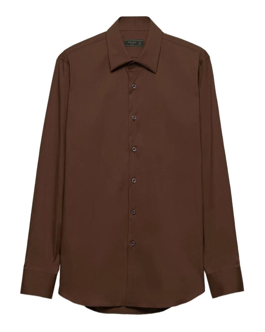 Prada Brown Classic-Collar Cotton Shirt for men