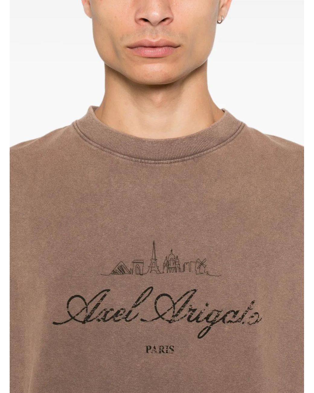 Axel Arigato Brown Paris Washed Sky Cotton T-Shirt for men