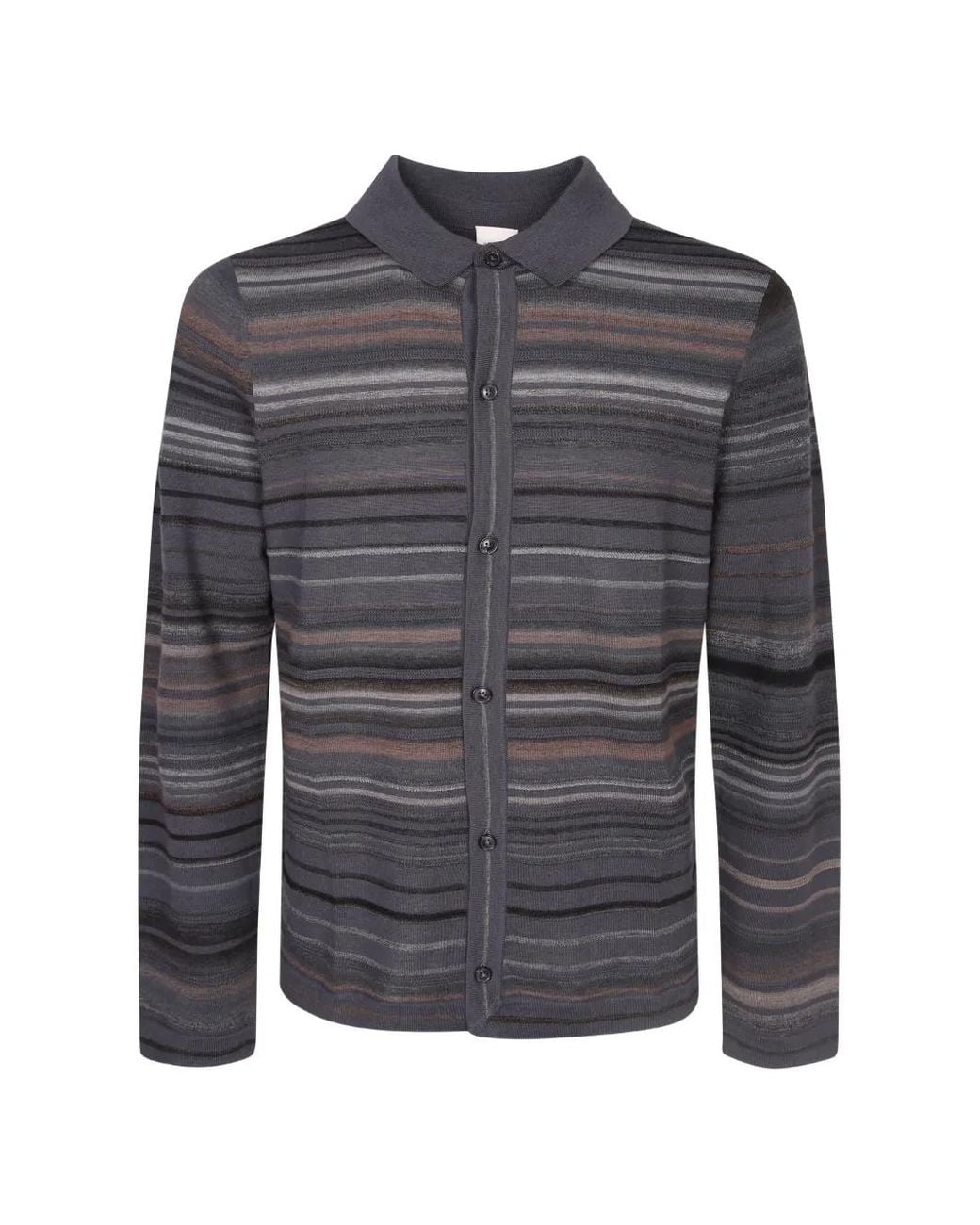 Paul Smith Gray Textured Stripe Merino Wool Cardigan for men