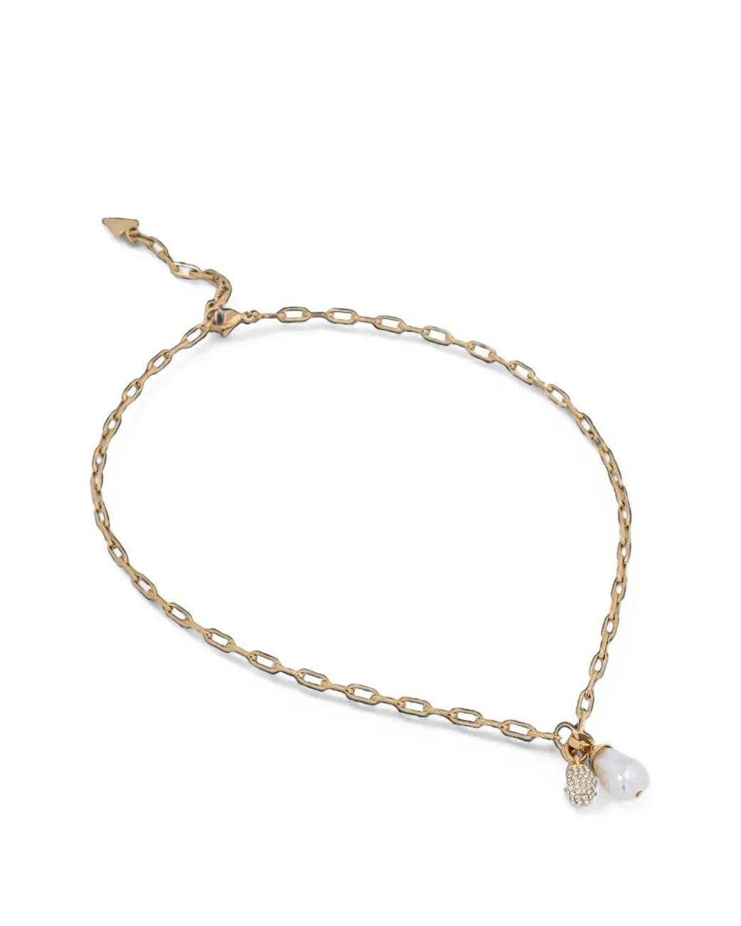 Guess Metallic Pearl-Pendant Cable-Link Necklace