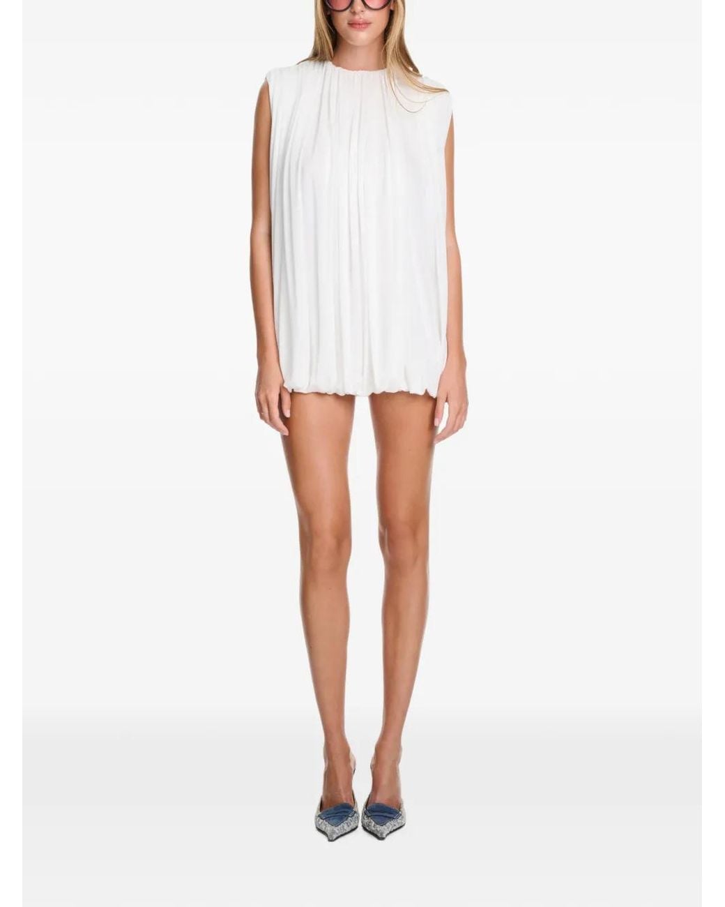 Axel 113 White Nicole Ruched Shift Mini Dress