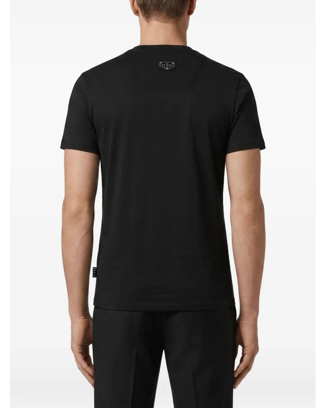 Philipp Plein Black Jersey Round-Neck T-Shirt Ss Skull Dollar Stones for men