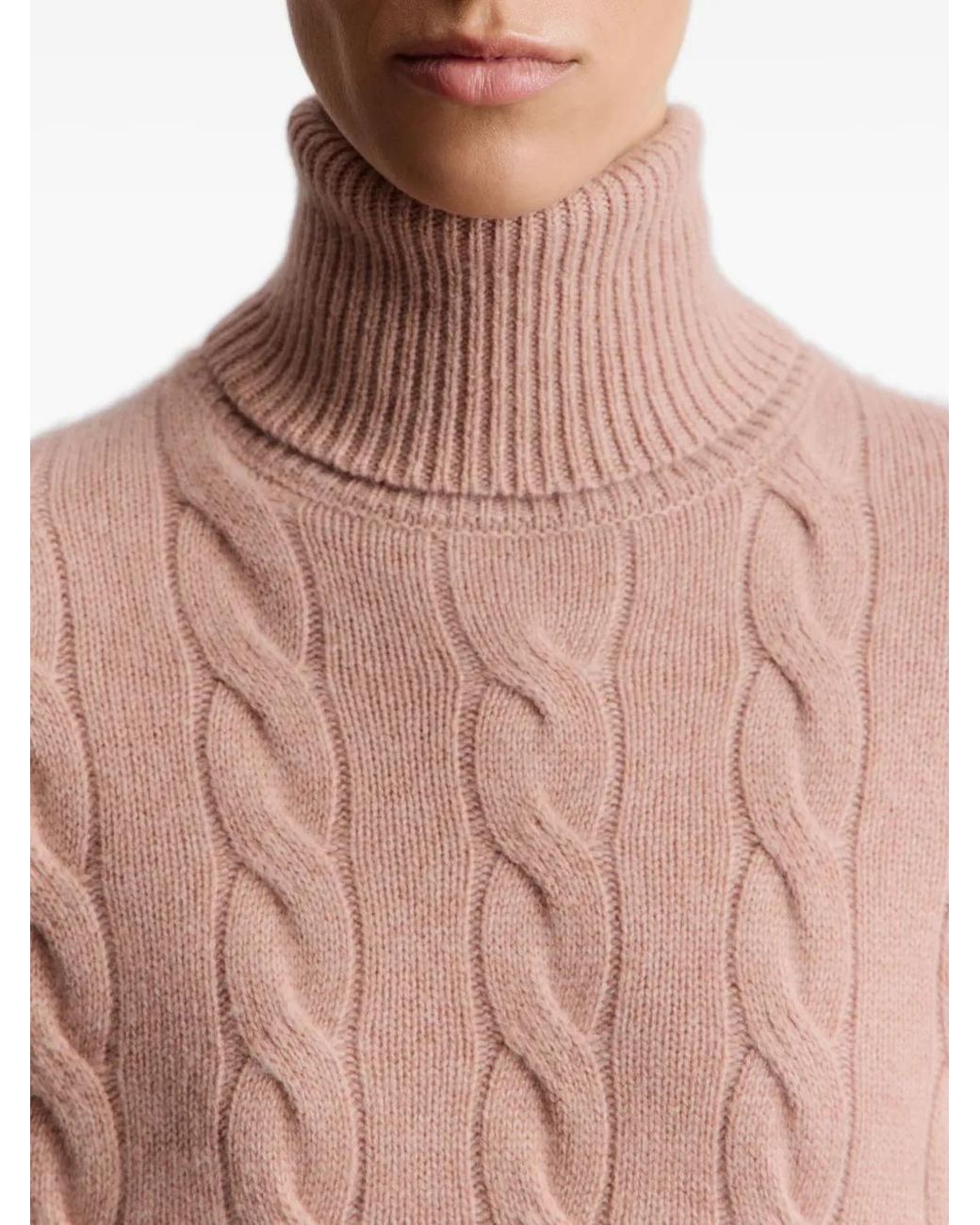 12 STOREEZ Pink Cable-Knit Turtleneck Sweater