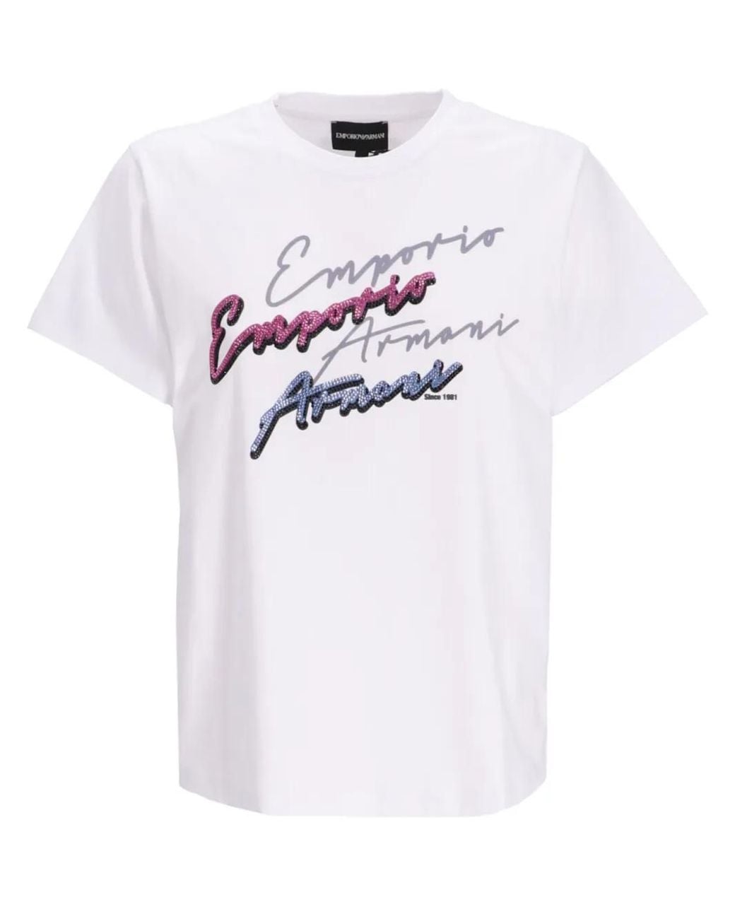 Emporio Armani White Logo-Print Cotton T-Shirt