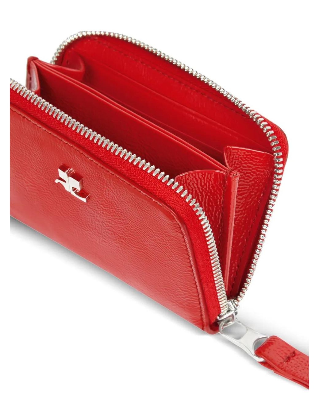 Courreges Red Naplack Zipped Compact Wallet