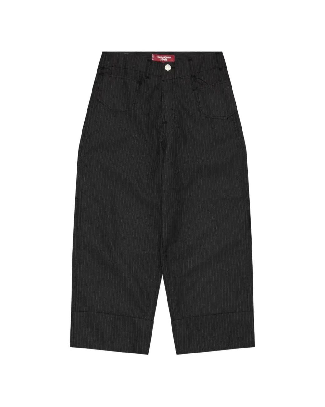 Junya Watanabe Black Pinstripe Trousers for men