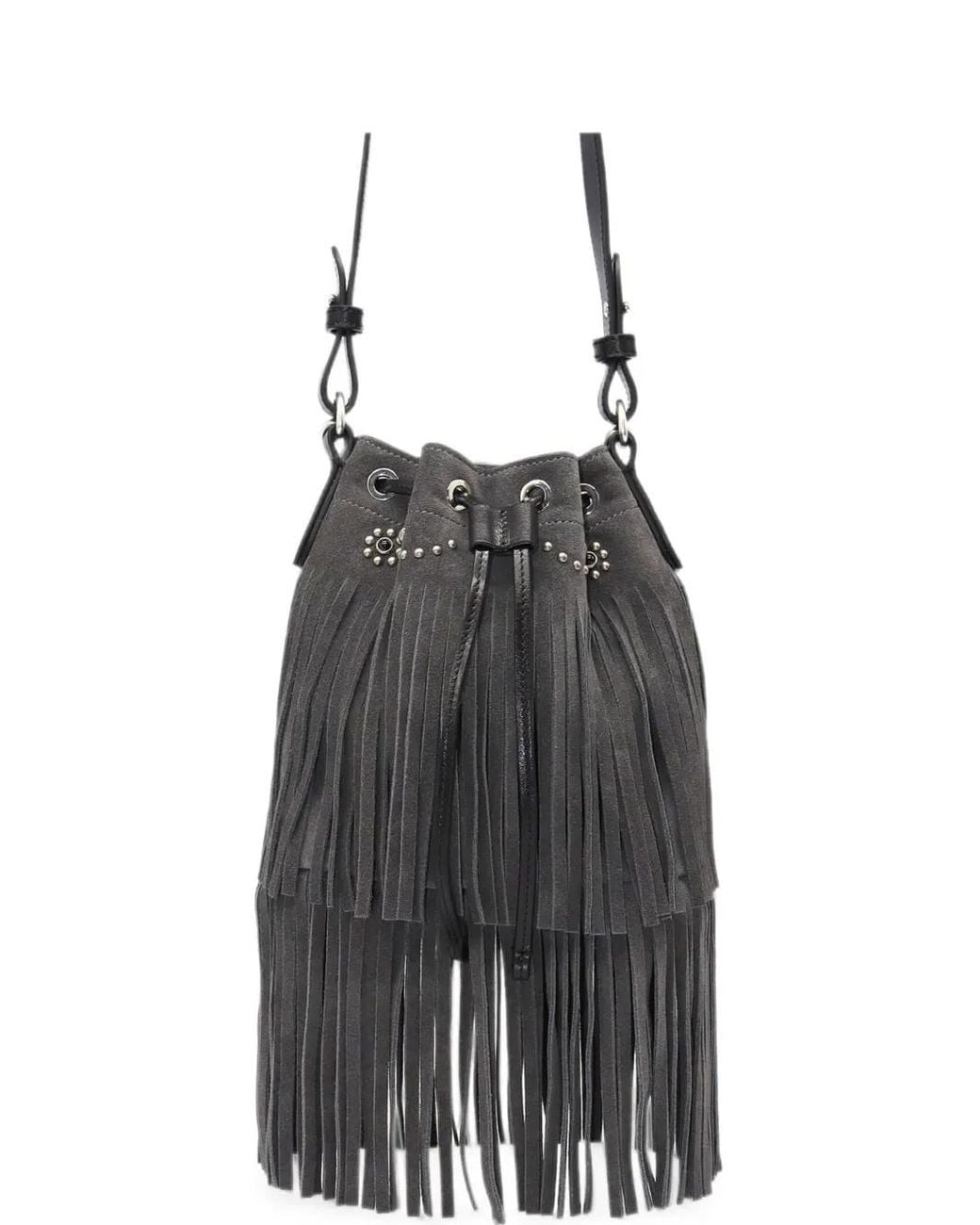 HTC Black Janis Fringes Bucket Bag