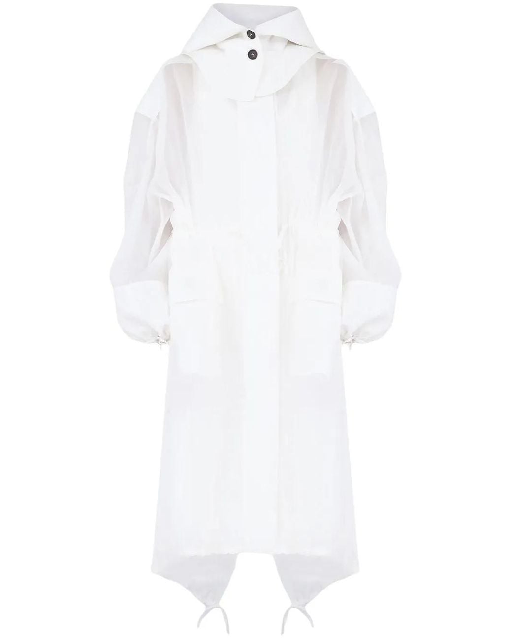 Ferragamo White Lightweight Silk Parka