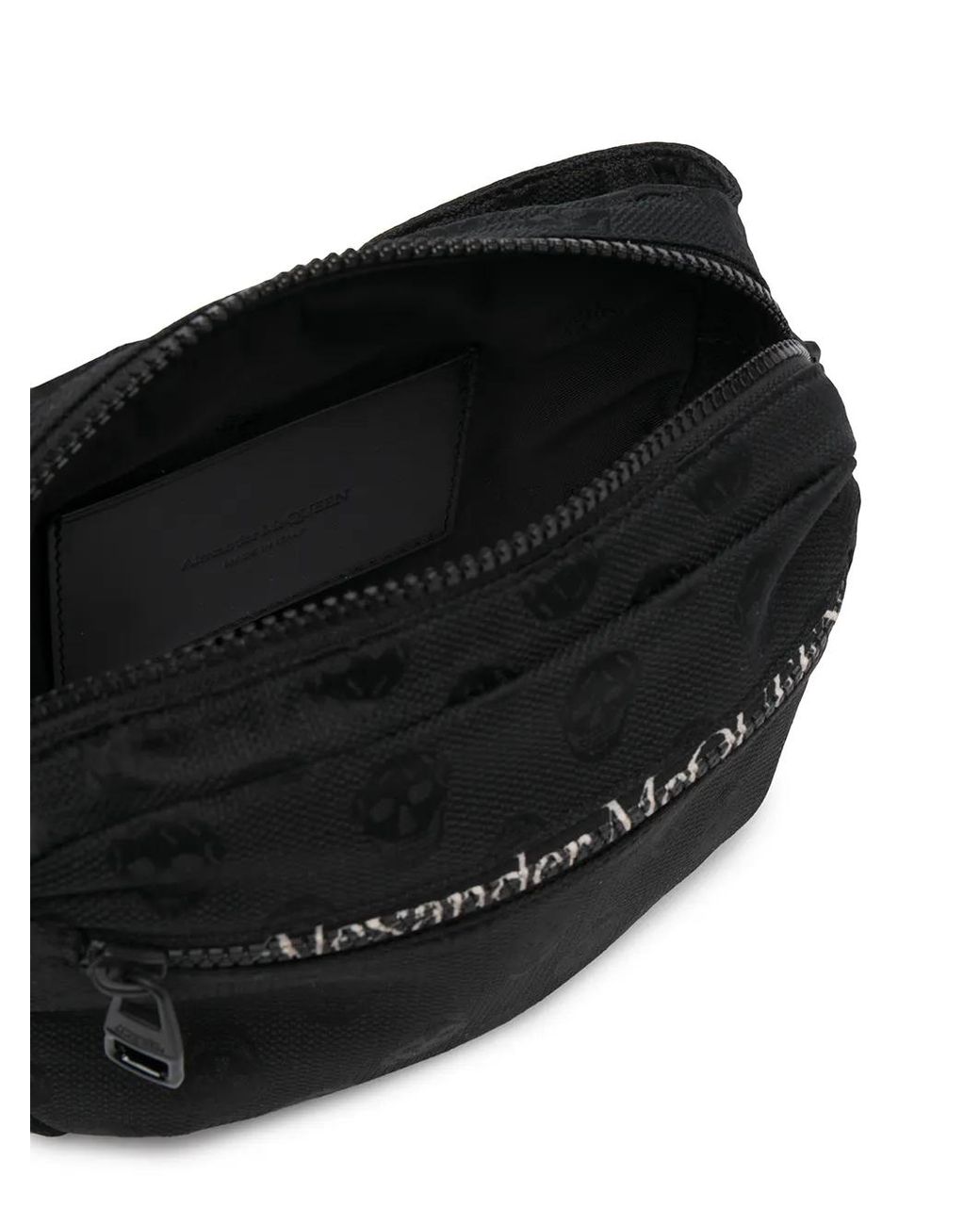 McQueen Black Logo-Print Belt Bag for men
