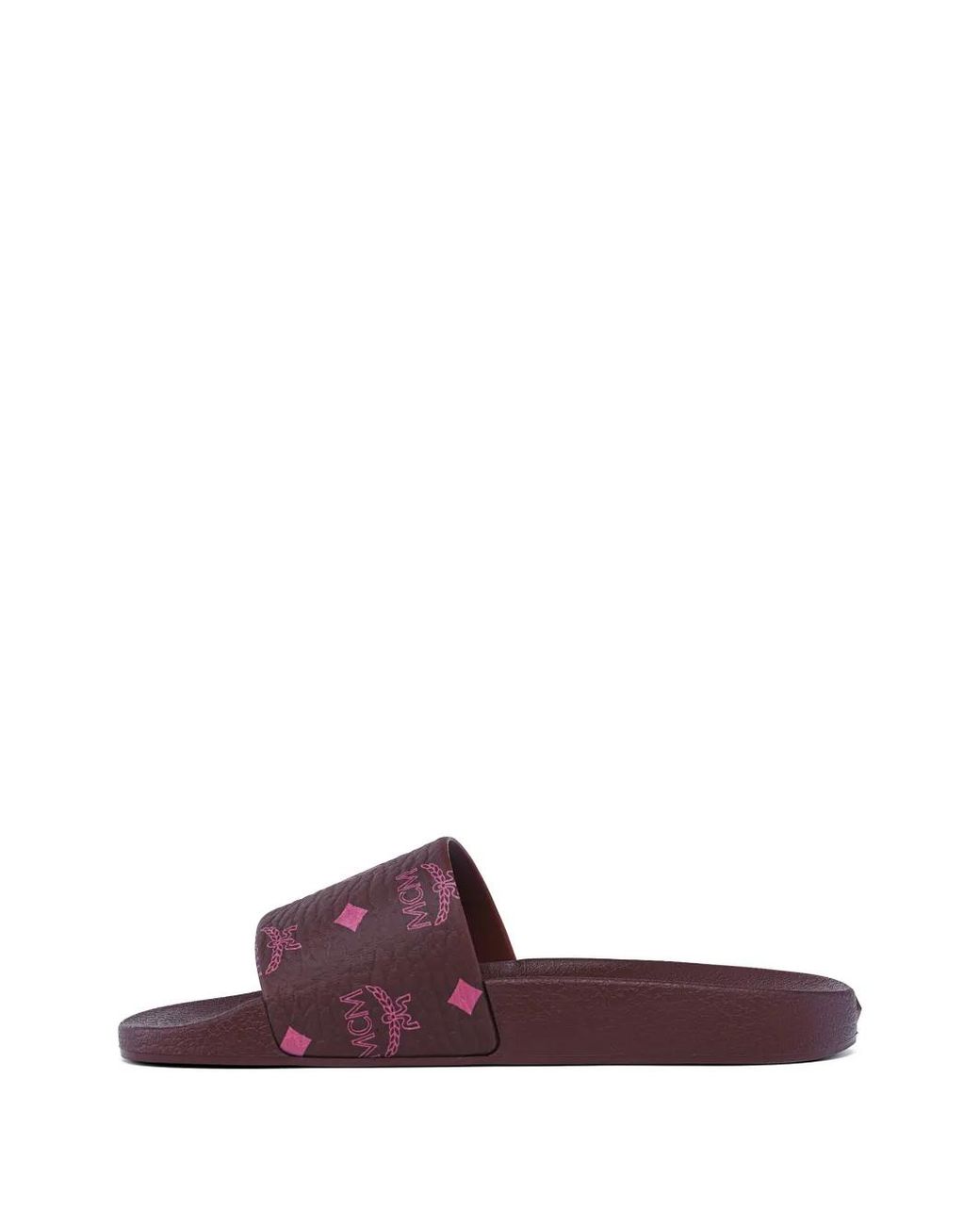 MCM Purple Monogram-Print Slides