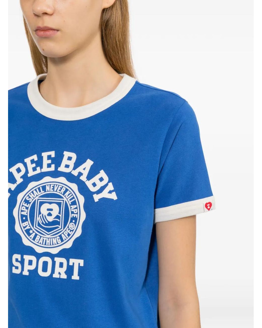 AAPE BY A BATHING AP Blue Graphic Ringer T-Shirt