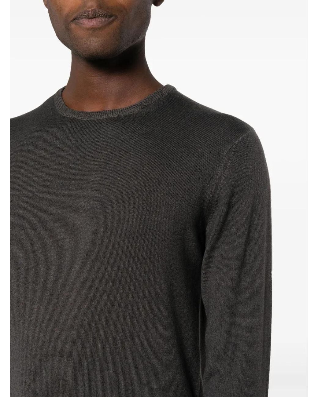 Dell'Oglio Gray Crew-Neck Merino-Wool Jumper for men