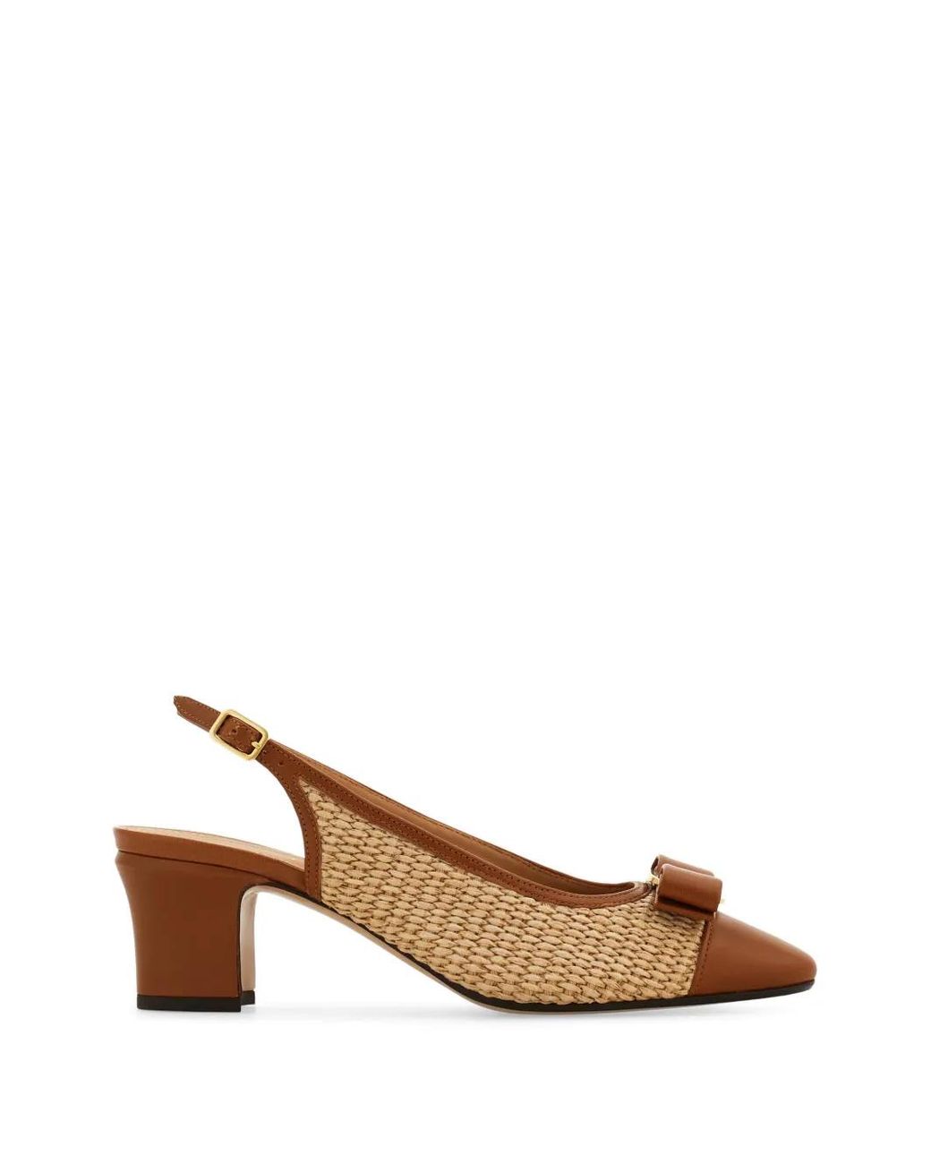 Ferragamo Brown Vara Bow Slingback Pumps