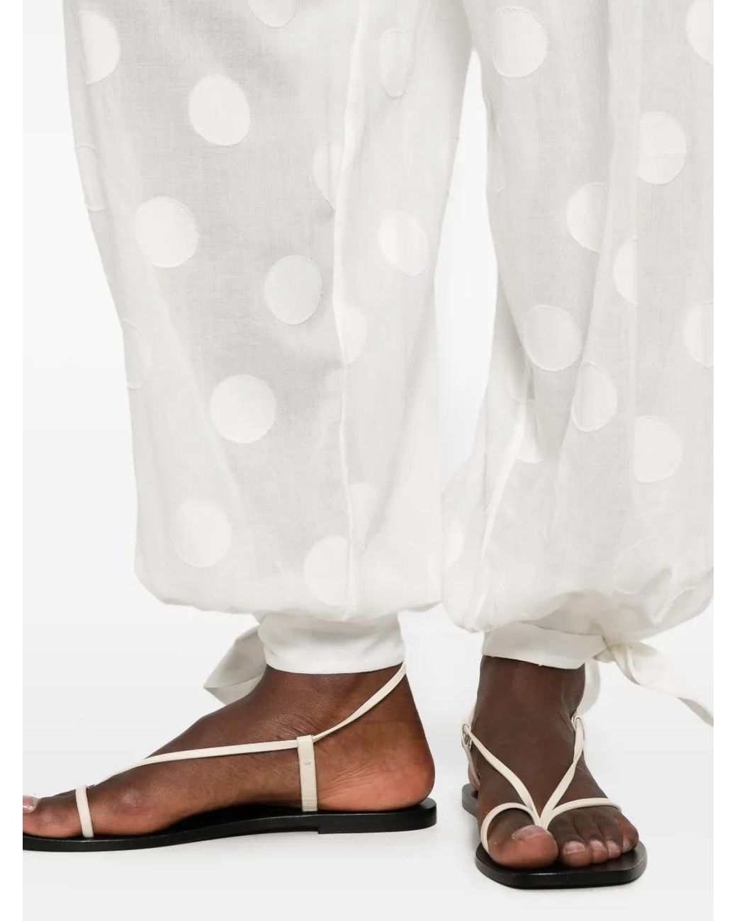 Zimmermann White Solstice Polka-Dot Trousers