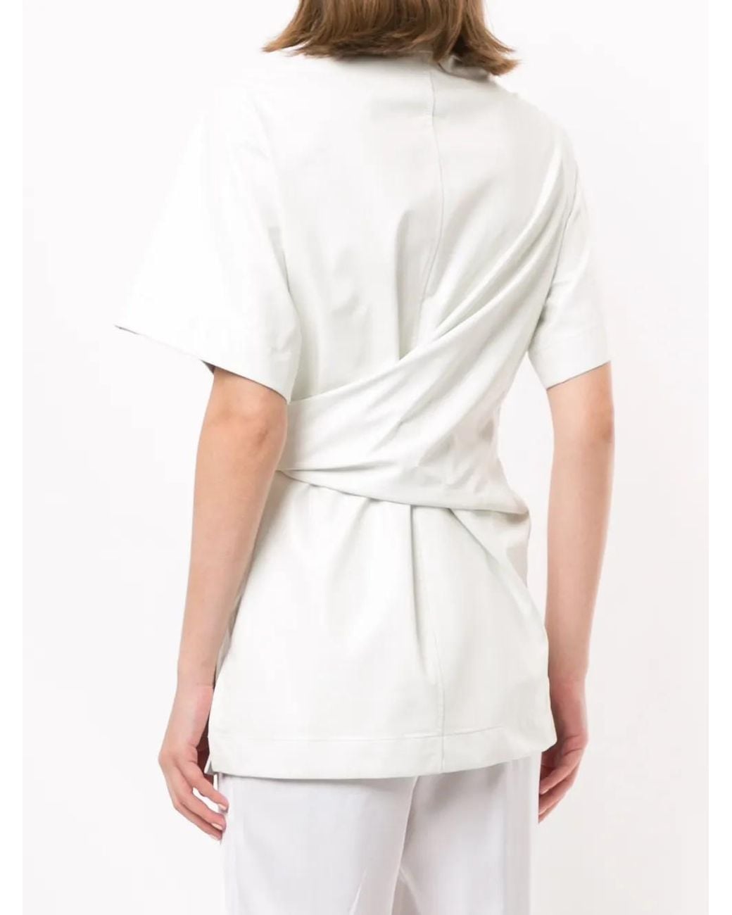 Goen.J White Knot-Detail Short Sleeve Shirt