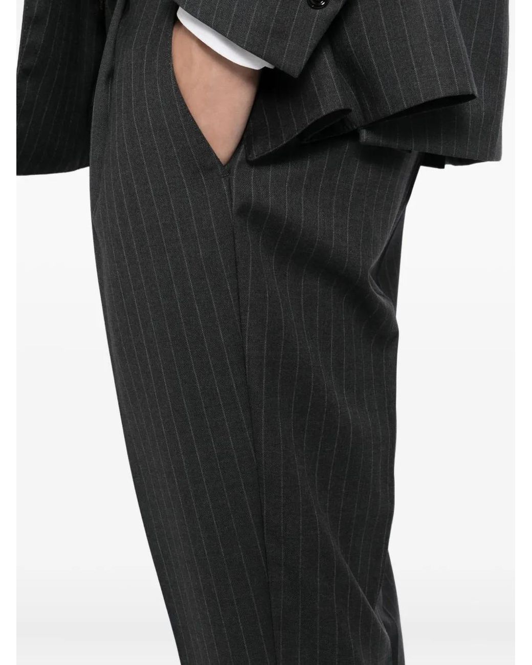 Lardini Black Pinstripe Double-Breasted Suit for men