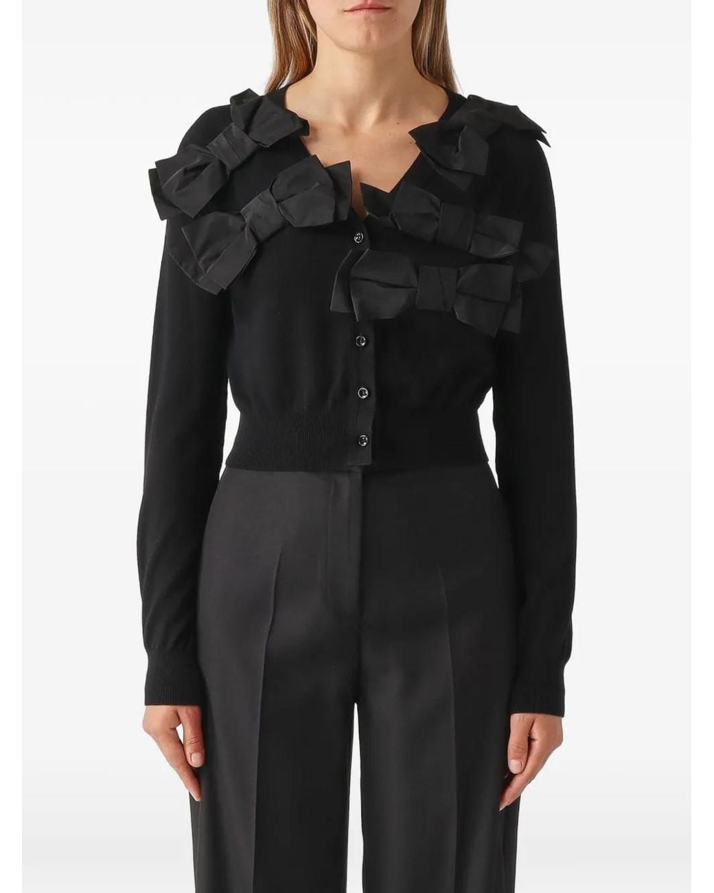 MEIMEIJ Black Bow-Embellished Cardigan