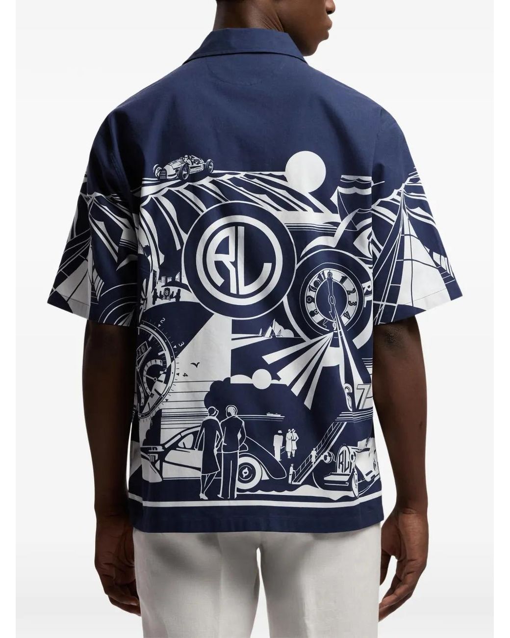 Ralph Lauren Blue Print-Detail Short-Sleeve Shirt for men