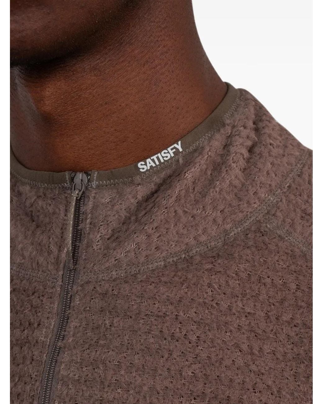 Satisfy Brown Fuzzfleece Ad Half-Zip Sweater for men