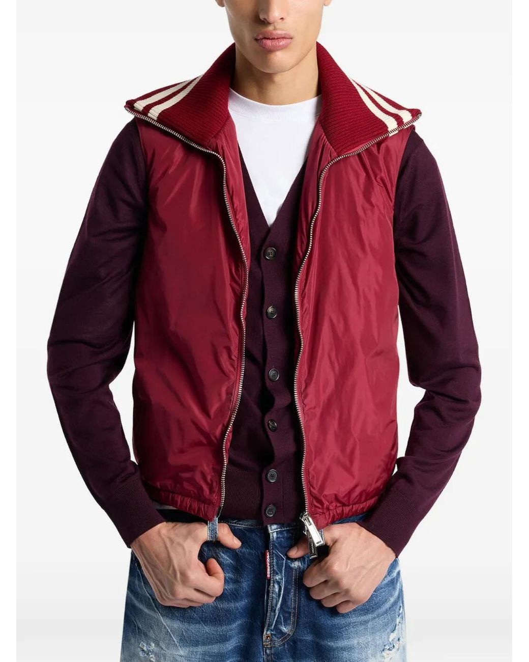 DSquared² Red Chevron-Knit Sweater for men