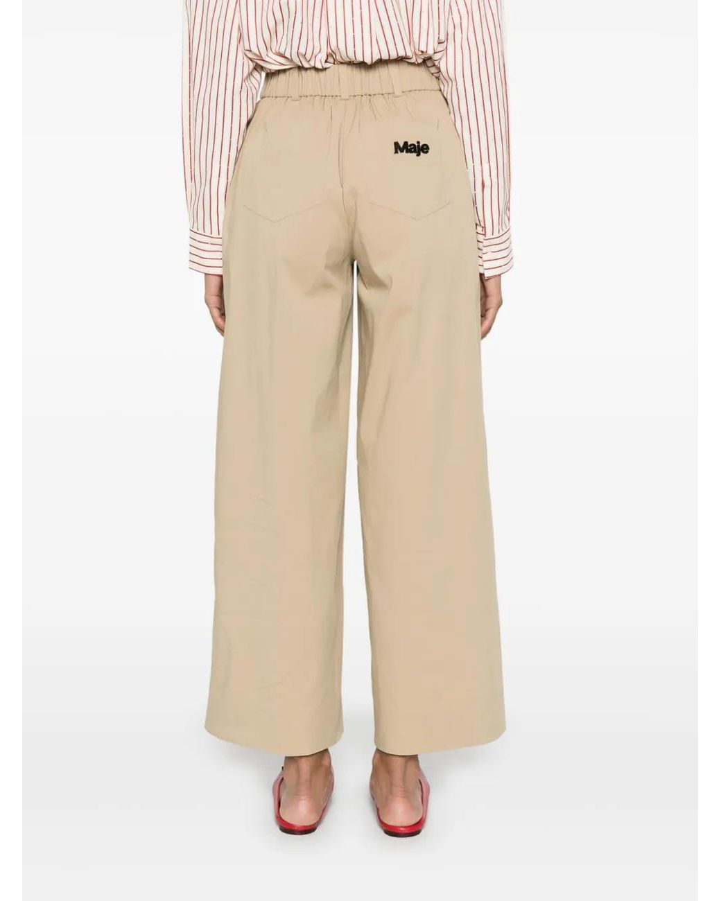 Maje Natural Wide-Leg Trousers