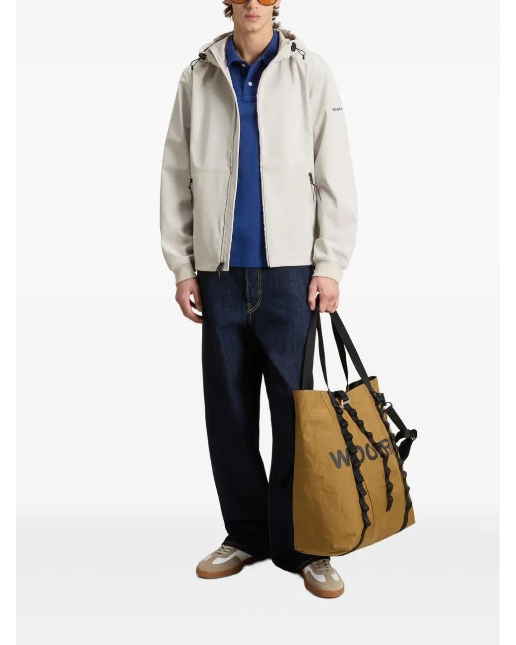 Woolrich Natural Technical Hooded Jacket for men