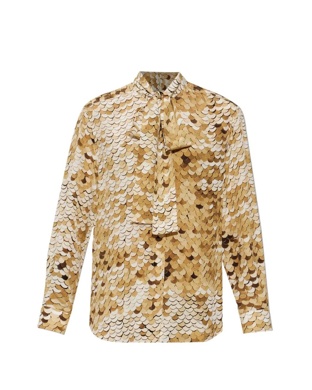 Moschino Natural Scallop-Print Bow-Detail Shirt