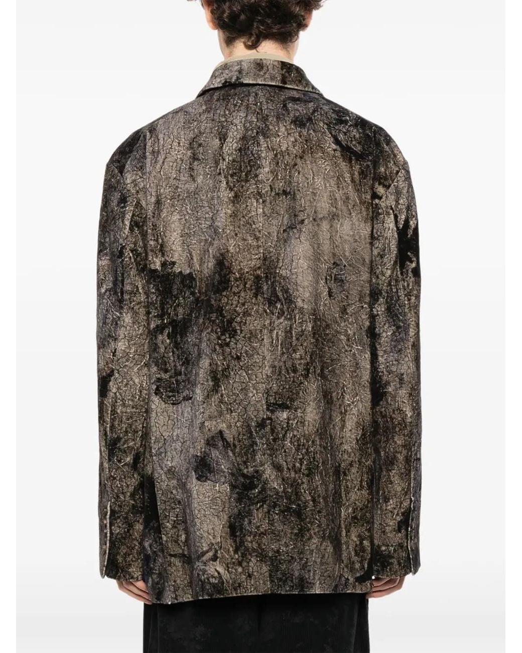 Ziggy Chen Brown Crinkled-Finish Double-Breasted Jacket for men