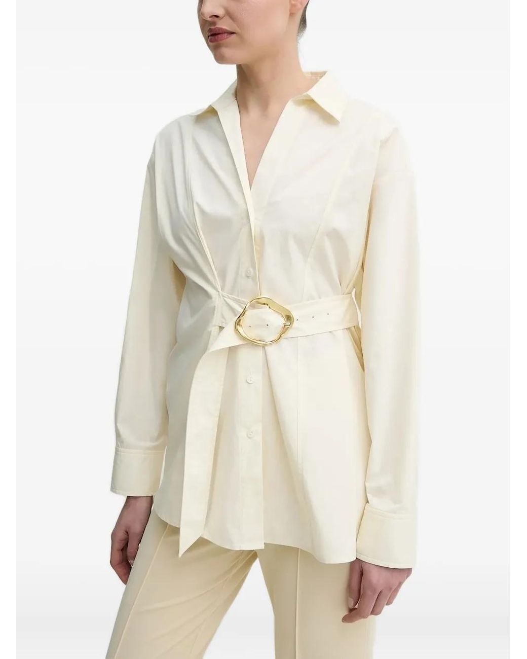 Isabelle Blanche White Belted Shirt Dress