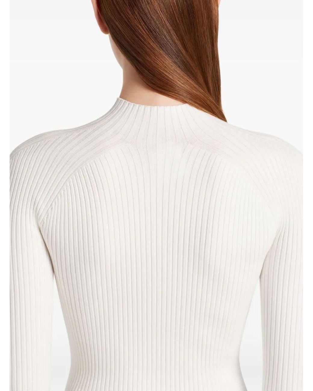 Courreges White Ribbed Turtleneck Top