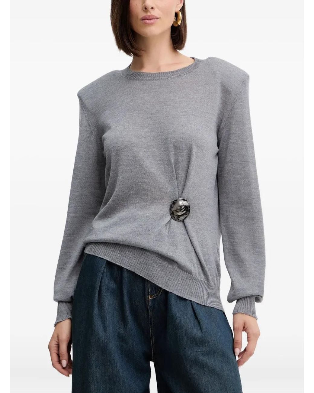 SIMONA CORSELLINI Gray Embellished Sweater