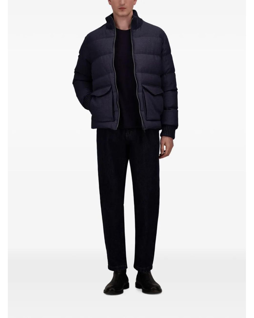 Herno Blue Quilted Tweed Jacket for men