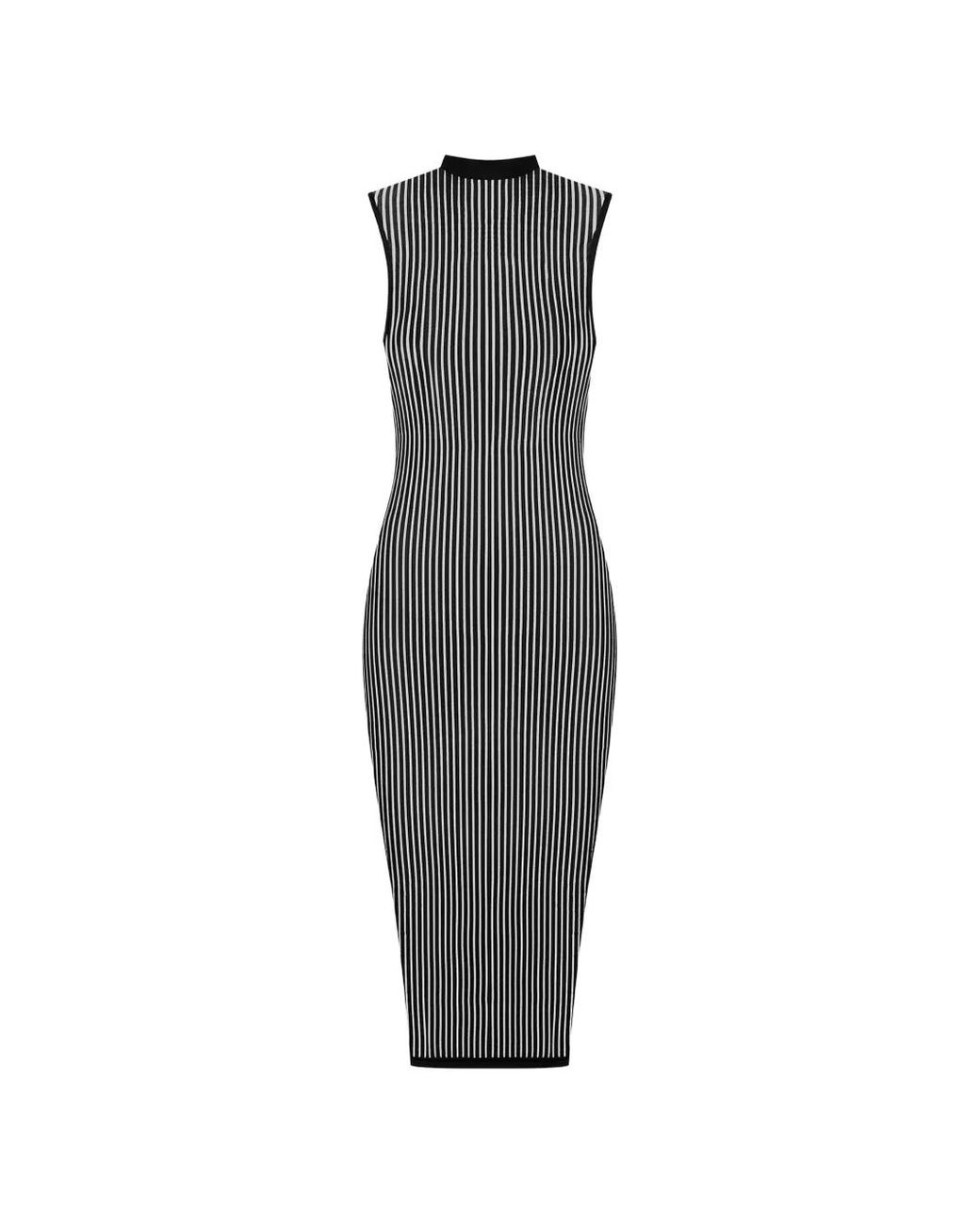 Maison Close Black Striped Midi Dress