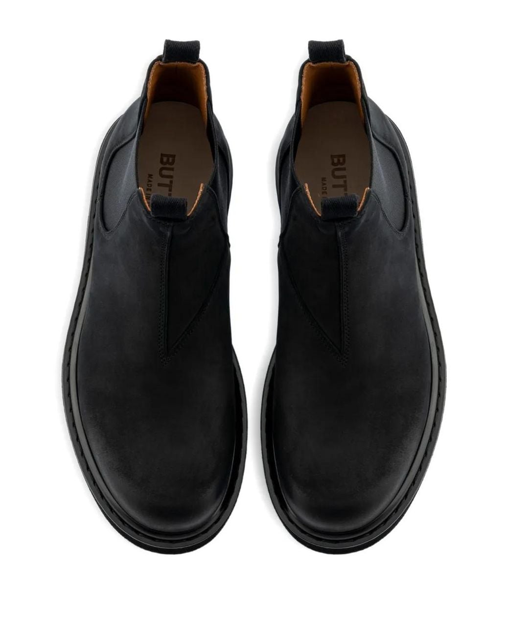 Buttero Black Elasticated Side-Panel Chelsea Boots for men