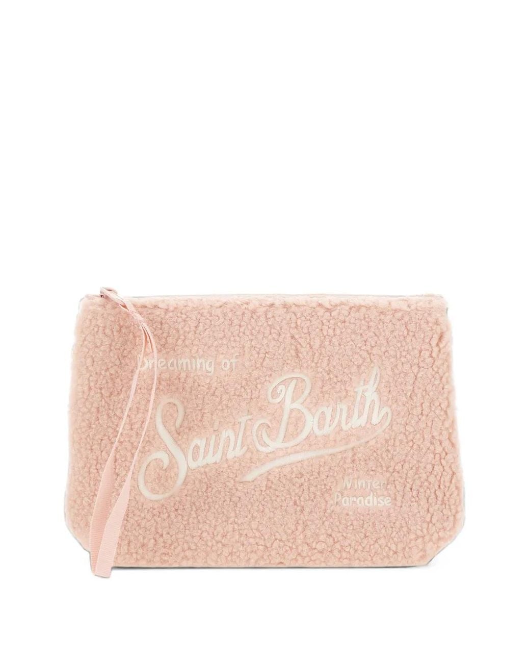 Mc2 Saint Barth Pink Aline Teddy-Texture Pochette Clutch Bag