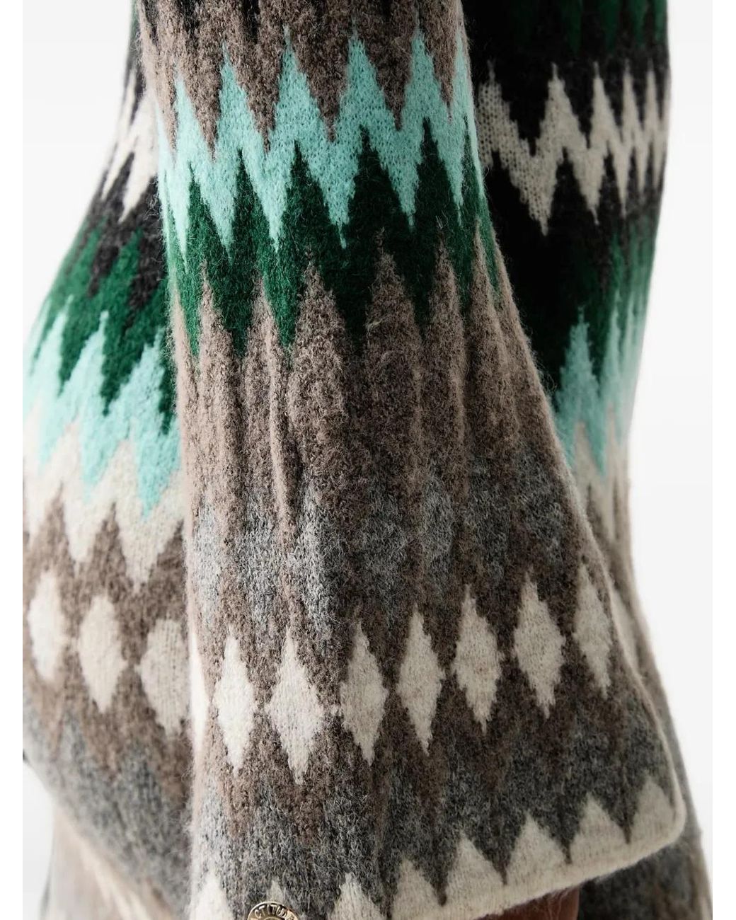 Twinset Gray Jacquard-Knit Long-Sleeve Maxi Dress