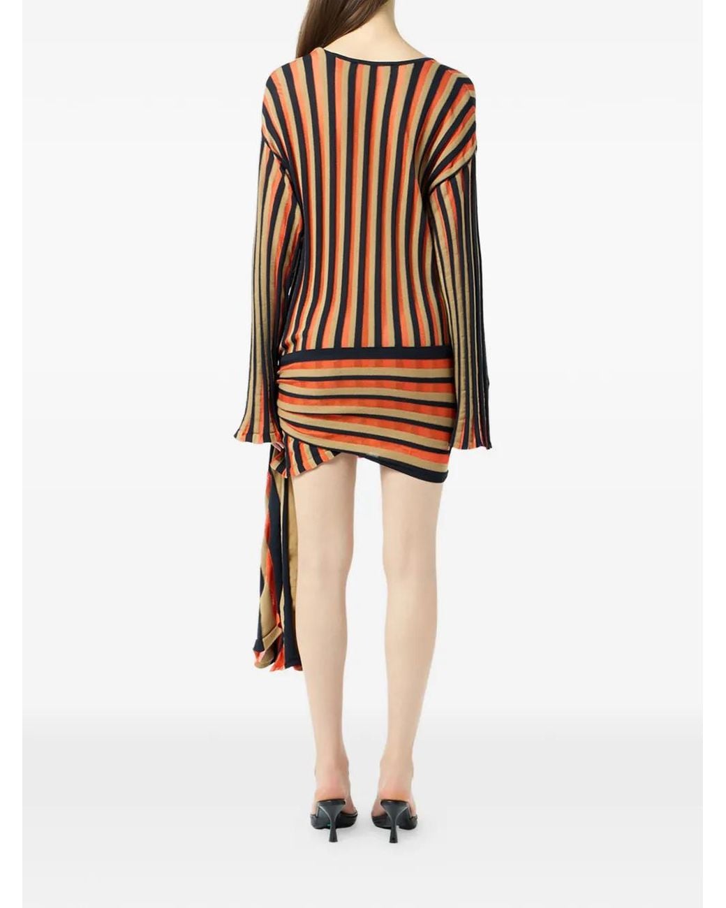 Blumarine Brown Robe Rayée À Col V