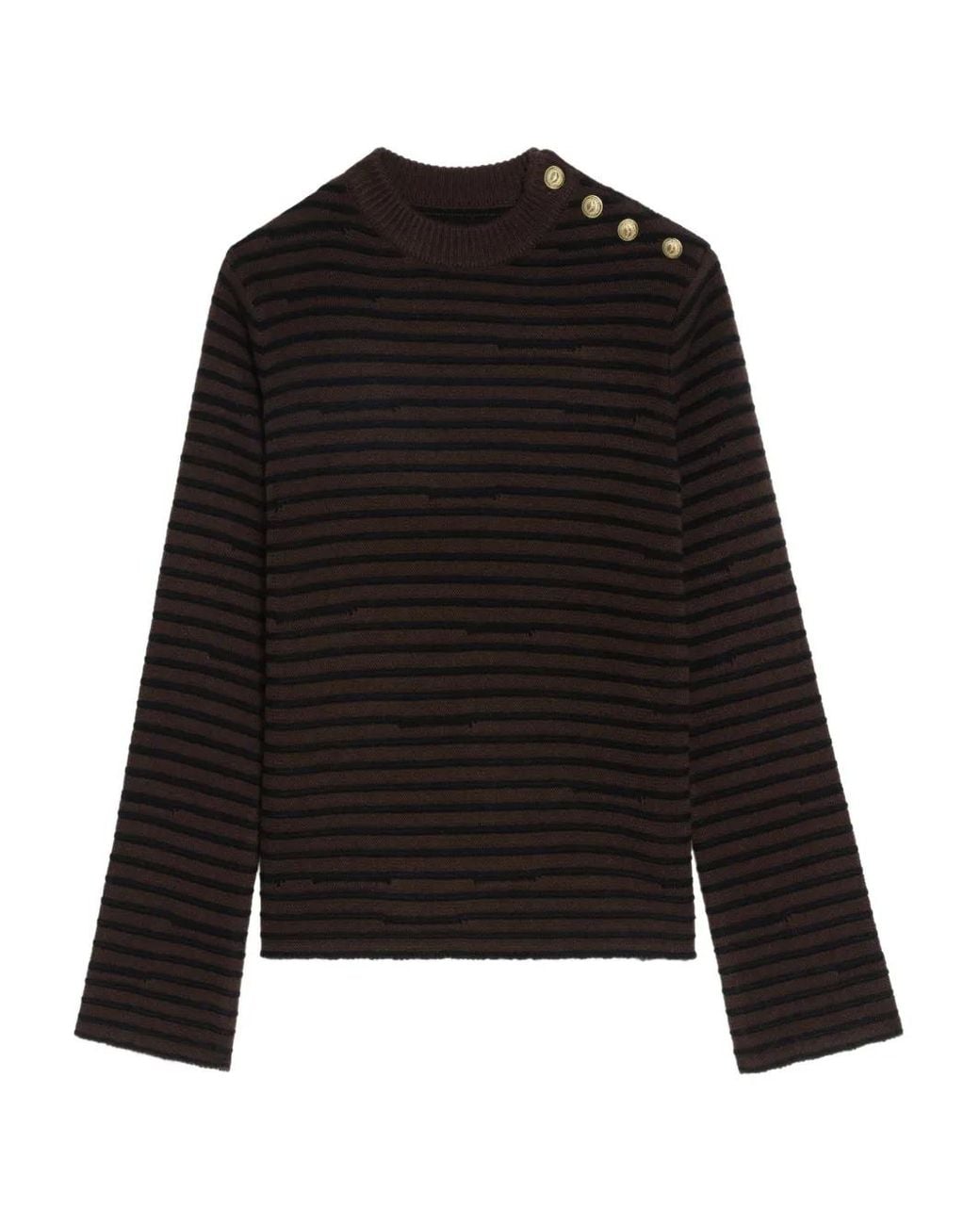Zadig & Voltaire Black Striped Button-Detailed Sweater