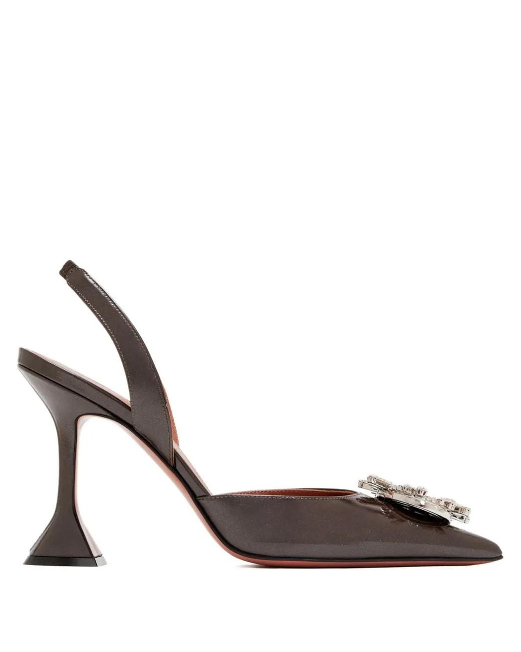 AMINA MUADDI Metallic 95mm Crystal-embellished Slingback Pumps