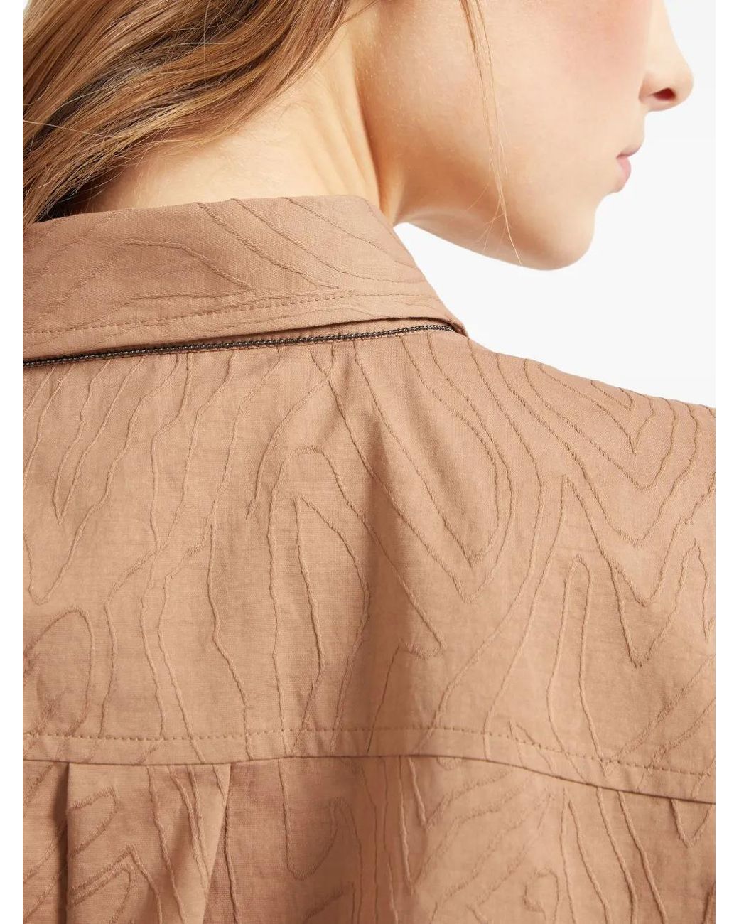 Brunello Cucinelli Natural Jacquard Poplin Shirt