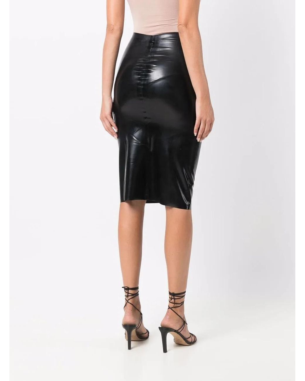 GIUSEPPE DI MORABITO Black High-Shine Midi Skirt