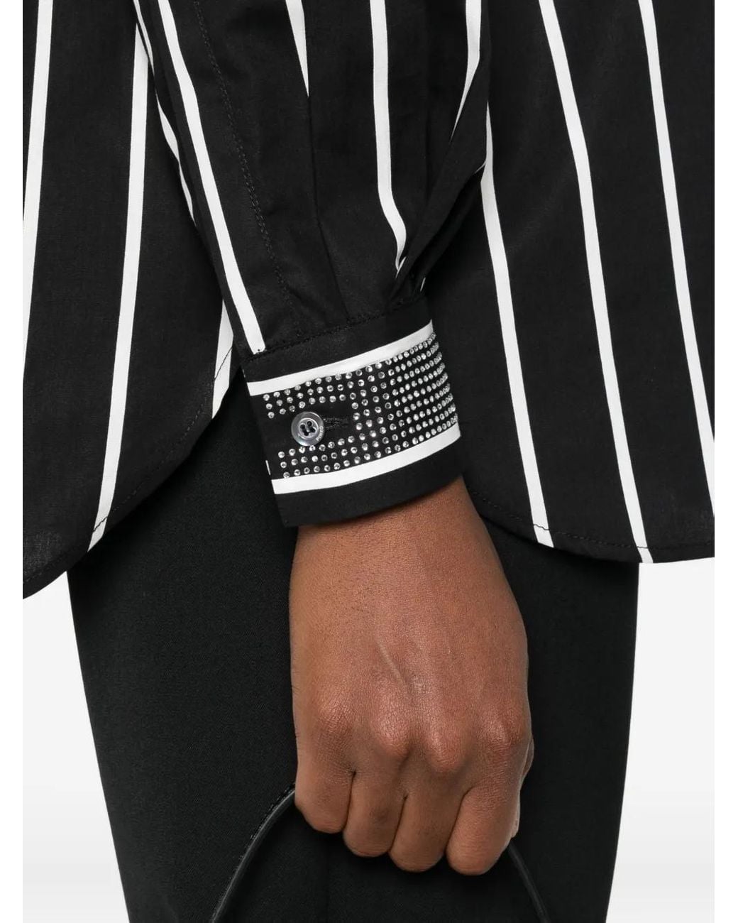 Pinko Black Striped Shirt With Shiny Laces