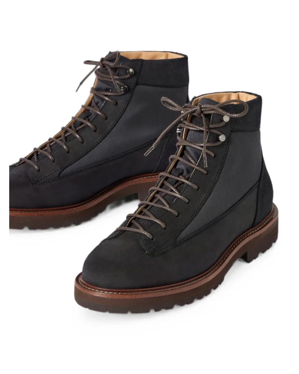 Brunello Cucinelli Black Suede And Techno Fabric Urban Outdoor Boots for men