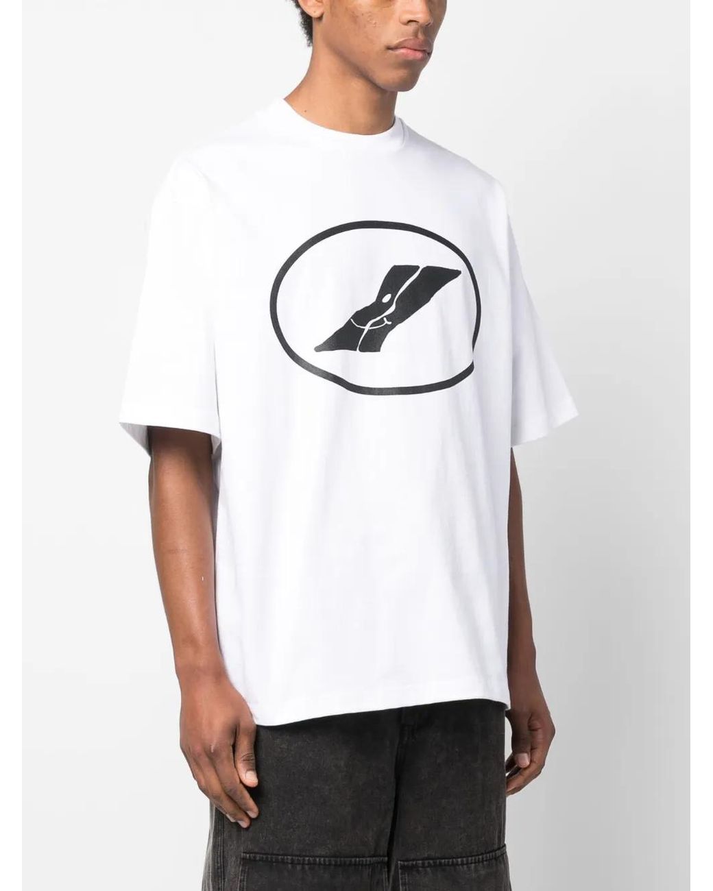 we11done Blue Logo-Print Cotton T-Shirt