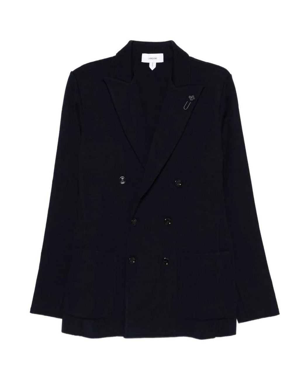 Lardini Blue Double-Breasted Patch-Pocket Jacket for men