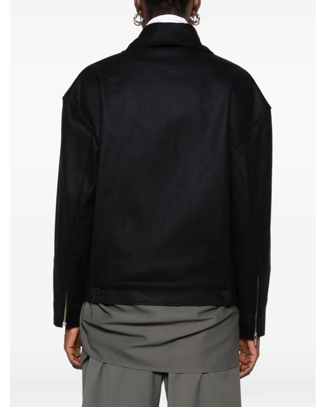 Issey Miyake Black Shell Zip-Up Oversized Jacket